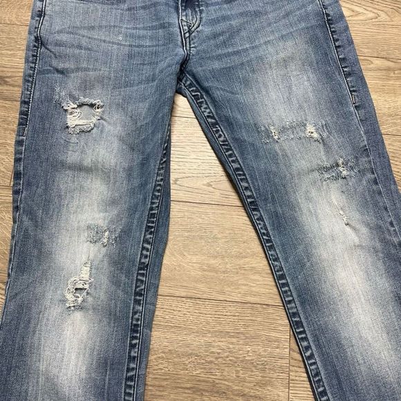 True Religion Mens Jeans Distressed Size 34 Slim Fit 27" Inseam - Picture 8 of 14